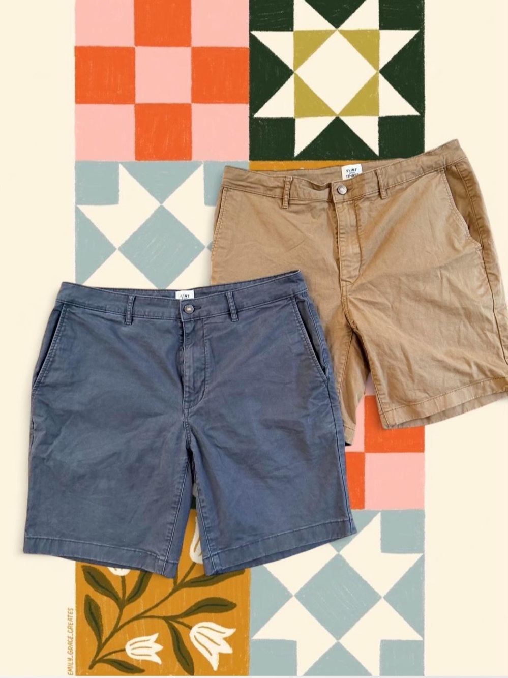 FLint and Tinder 365 Chino Short - 9" Men's — Navy and Khaki